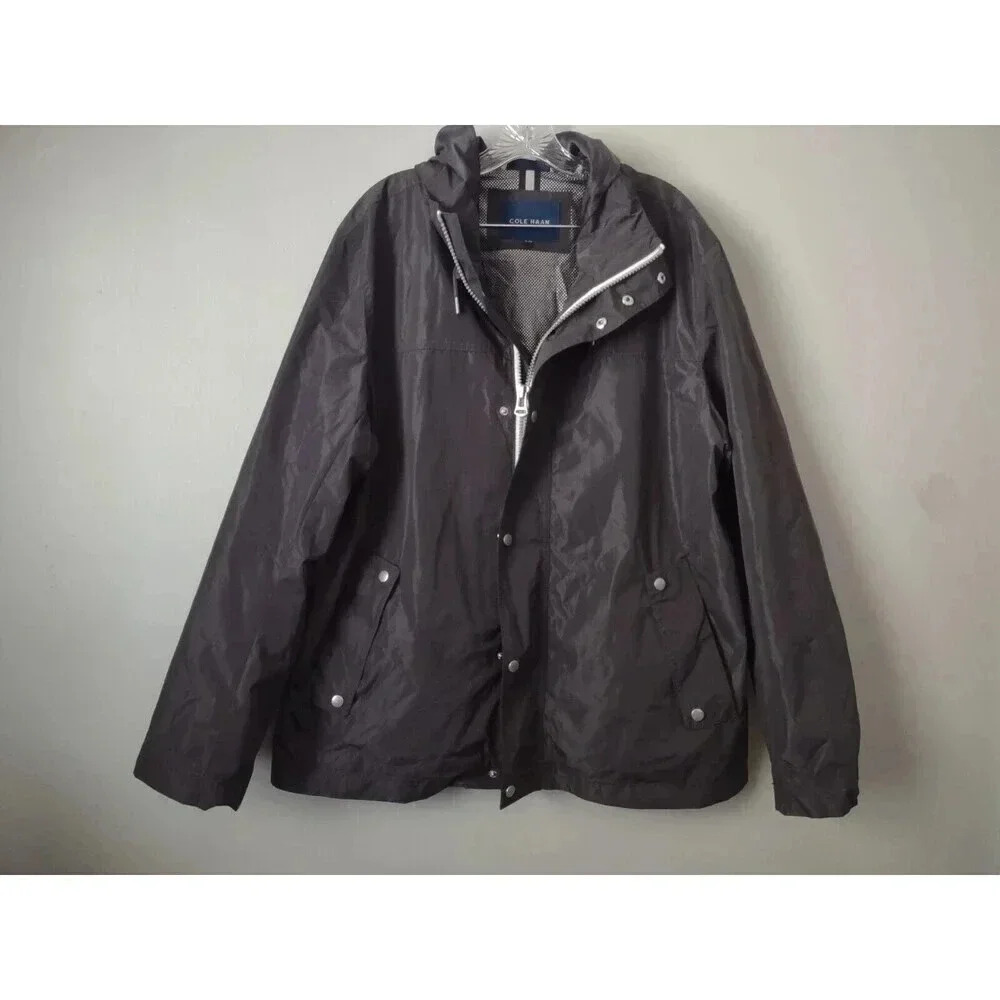 NWOT Cole Haan Women's XL Signature Water Resistant Hooded Rain Jacket Packable